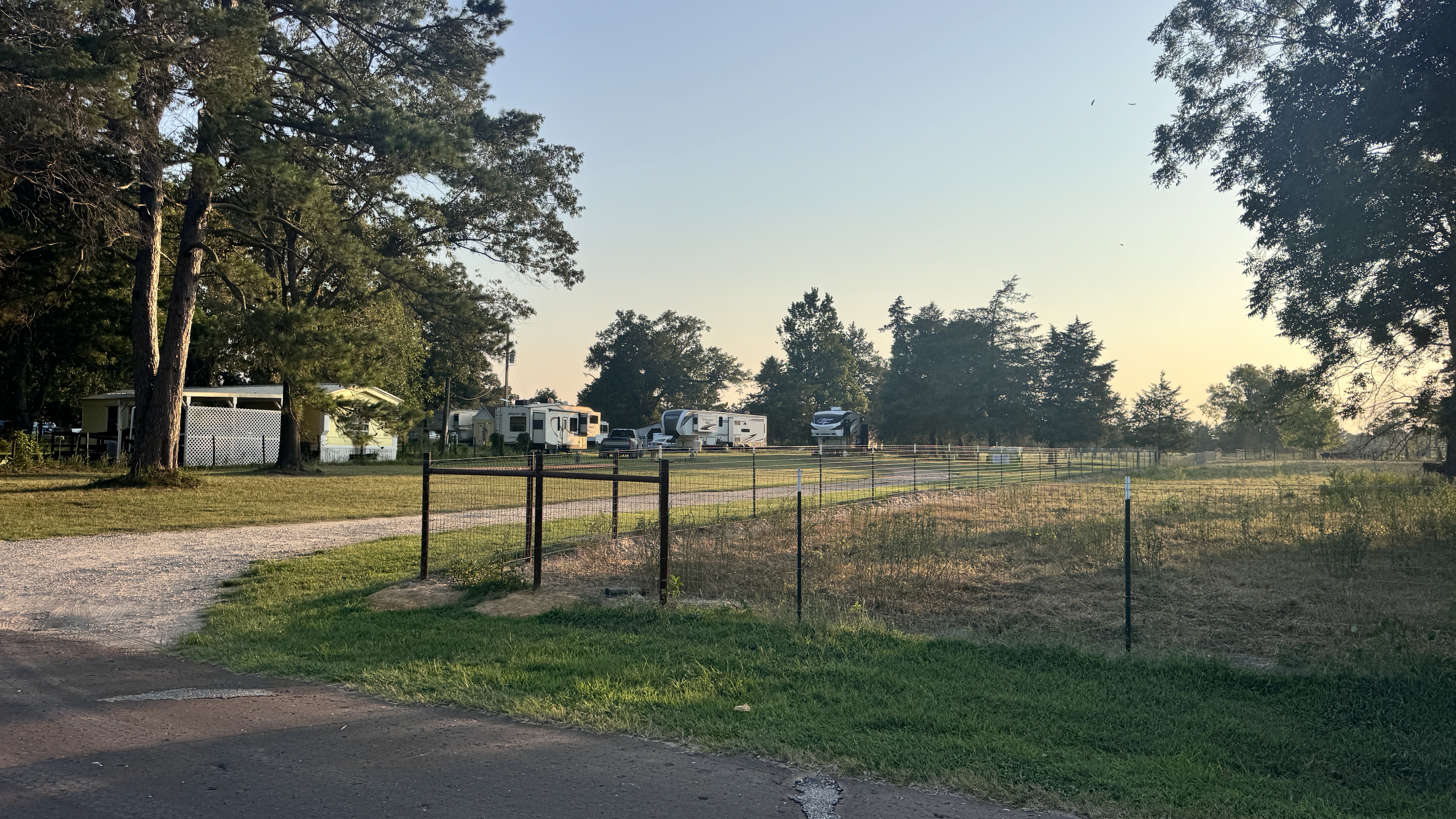 Entrance driveway at Ancient Oak Resort RV park Longview TX